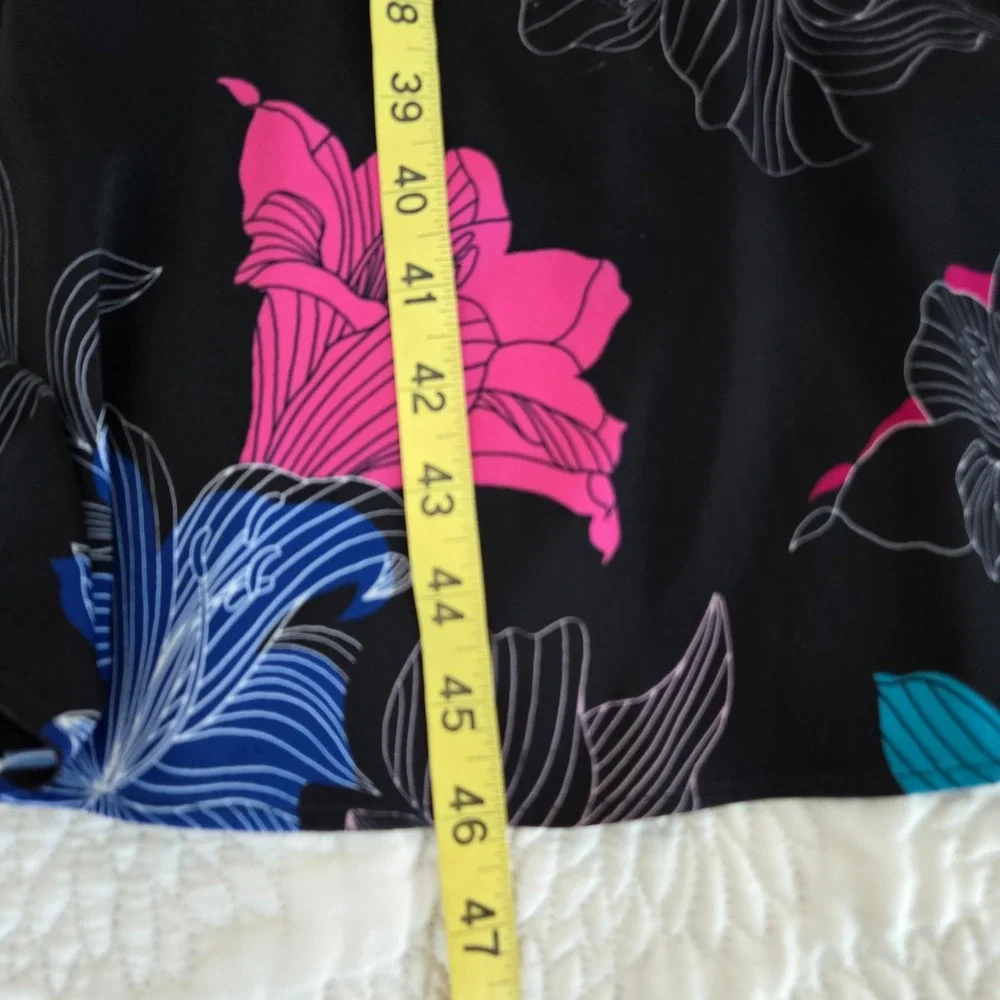 Kobi Halperin Black Floral Midi Dress Large Braided V-Neck Drawstring KP1D16 - Picture 5 of 8
